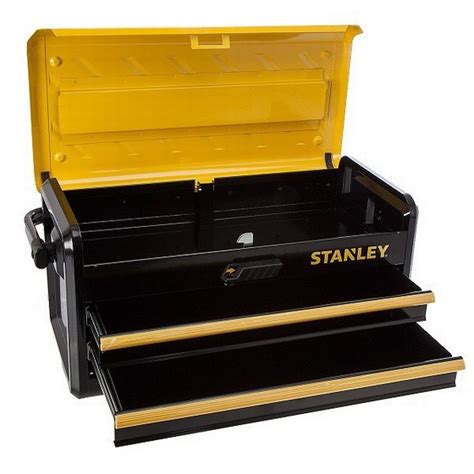 stanley 2 drawer metal box with 81pc mechanics tool set|19 in Metal Toolbox with 2 Drawers .